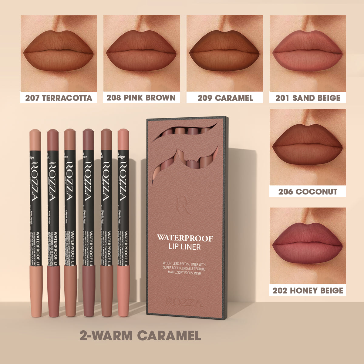 Weightless Precise Waterproof Lip Liner Pencil Set